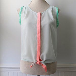 American Eagle Blue Sleeveless Tie Front Tank XS